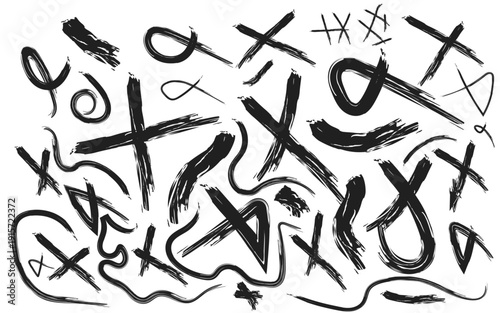 Hand-drawn checkbox, examination mark, and checklist marks. Check the signs sketch, voting agreement checklist, mark, or examination task list. Sign isolated vector illustration symbols set