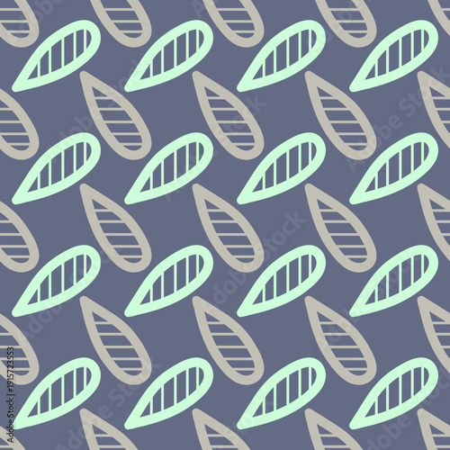 Seamless natural pattern in Mint and Tan. Teardrop Pattern