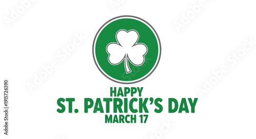 Shamrock logo declares happy St. Patrick's Day March 17.