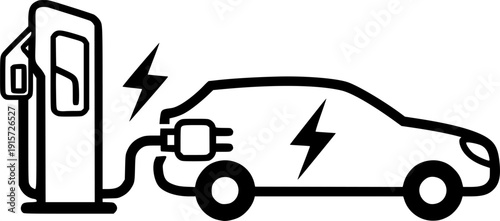 Electric Car Charging Station Icon for EV Technology and Eco Transport Vector
