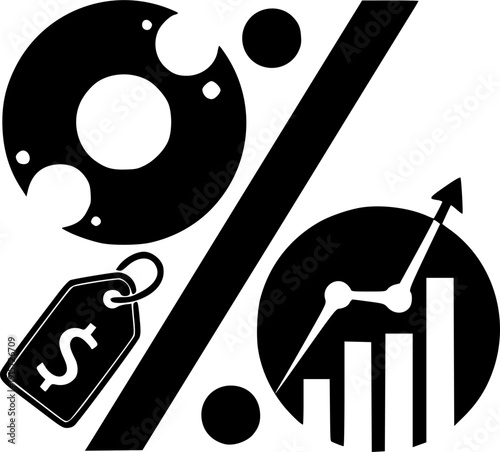 Stylized Percent Sign for Discount Sale and Finance Statistics Vector
