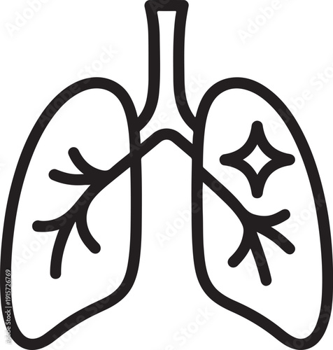 Human Lungs Line Icon – Respiratory System Outline Symbol