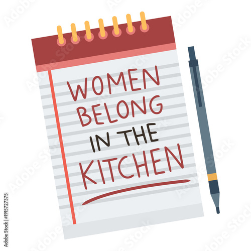 Misogyny concept showing sexist quote on notepad