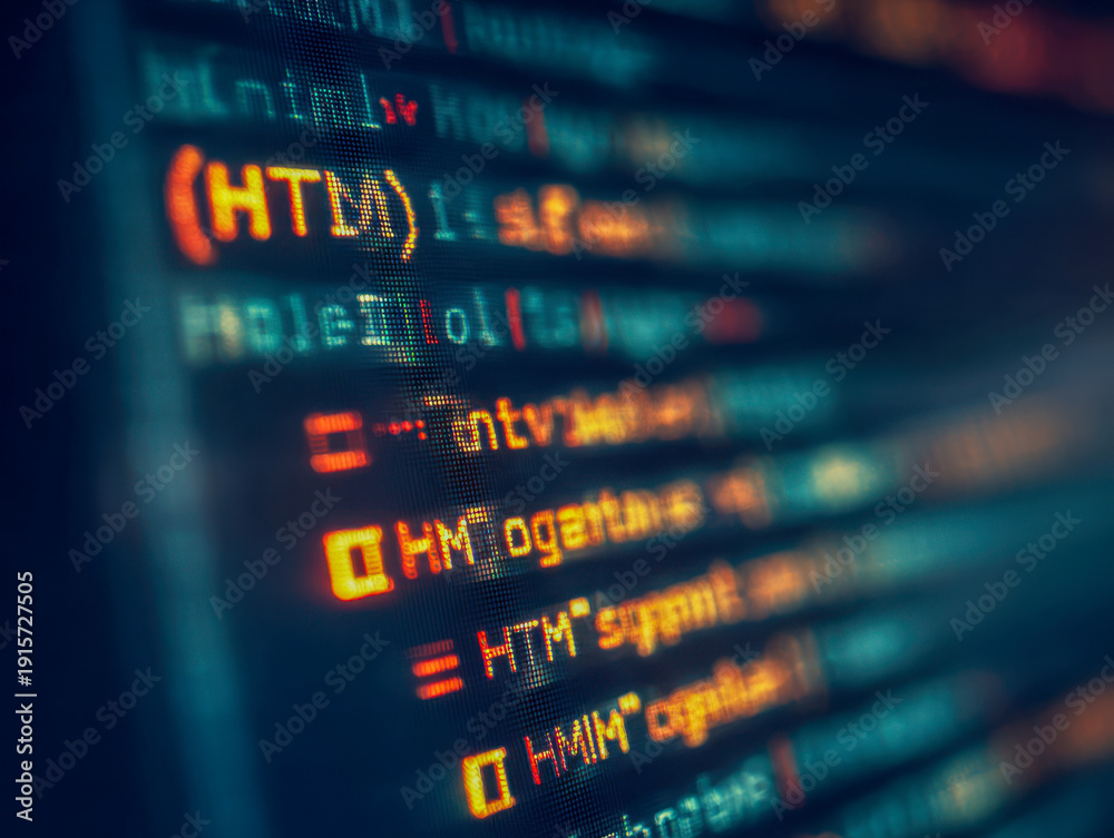 Obraz premium Colorful blurred lines of programming code on a computer screen representing software development and web design concepts in a tech environment