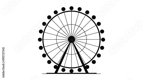 Stunning black silhouette of a Ferris wheel on a white background