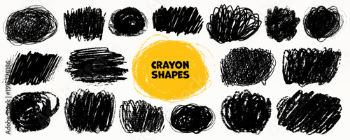 Crayon highlight box text scribble underline set in black with rough hand dra...