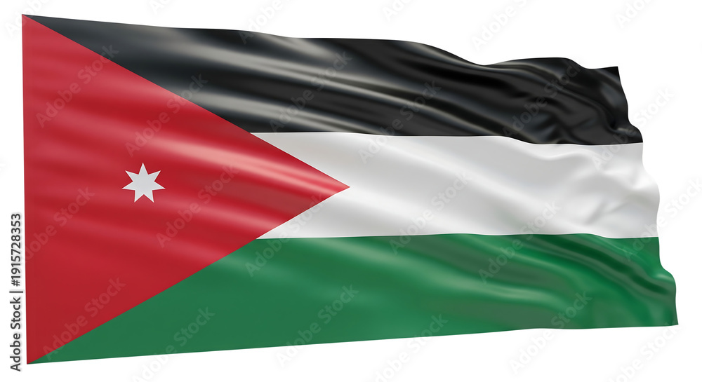 Obraz premium Jordan Flag Waving On Isolated Transparent Background