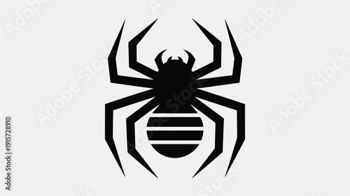 Stunning black spider silhouette on clean white background