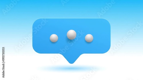 Blue speech bubble with three white dots on gradient background.