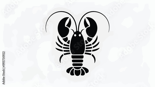 Stylized black lobster icon on white background