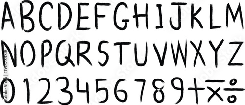 Alphabet and numbers in a unique font style
