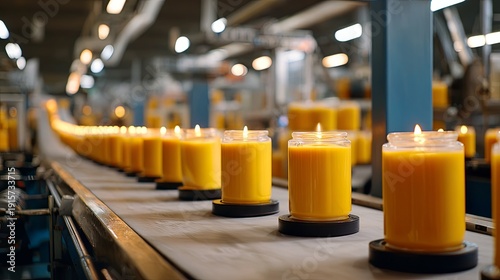 Manufacturing of vibrant candles in a contemporary factory setting	