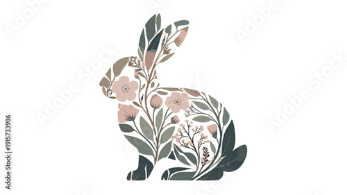A charming floral bunny silhouette perfect for Easter.