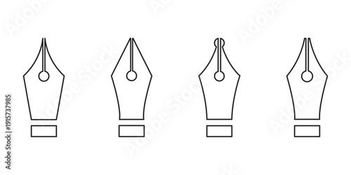 pen nib icon set on transparent background, Vector Element Can Be Used For Nib, Feather, Pen Design Concept from education collection. calligraphy fountain nib pen vector symbol in black filled style.