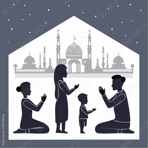 Silhouette art illustration of a business couple traveling to Paris for a romantic wedding proposal near the tower