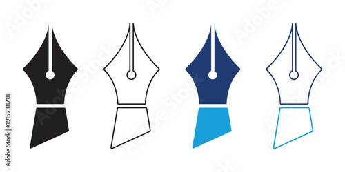 Set Fountain pen icon, logo, vector illustration isolated on white background.