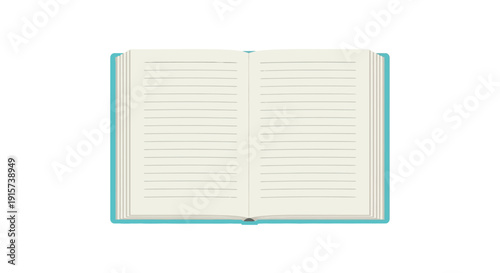 An open book with blank pages, viewed from directly above, showcasing its layout and design