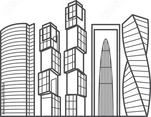 Moscow skyscraper line icon. Urban city architecture