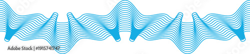Photos Blue line wavy ornament. Protection watermark border