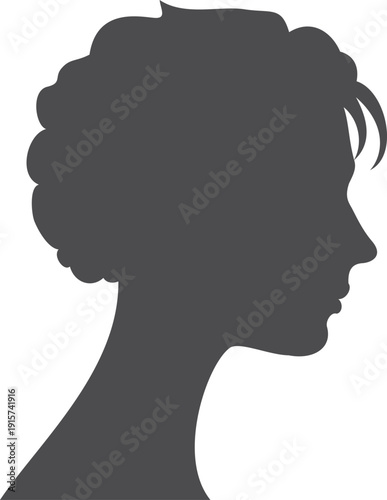 Female head side silhouette. Black woman icon