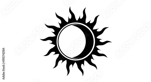 Total solar eclipse with sun rays illustration on a celestial theme