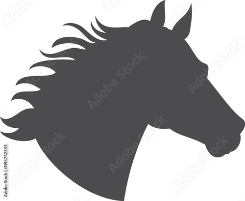 Arabian stallion head. Race horse black icon