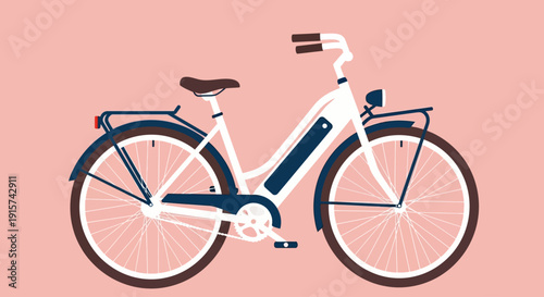 A bicycle illustration with a sleek design and modern features displayed prominently on a soft background.