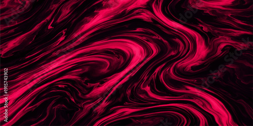 A soft red abstract background features flowing silk waves and a wavy satin texture with a swirl motion design, creating a vibrant textile wallpaper illustration