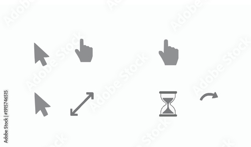 Computer Mouse Cursor and Loading Icons Set Gray Arrow Click Pointer Vector Collection