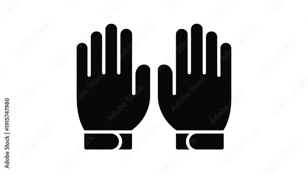 Fototapeta premium Black gloves with palms facing forward in simple graphic design