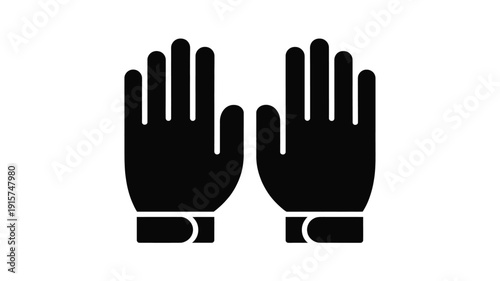 Black gloves with palms facing forward in simple graphic design