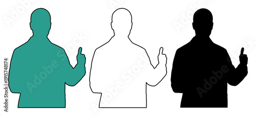 Man in silhouette giving thumbs up, indicating approval and success
