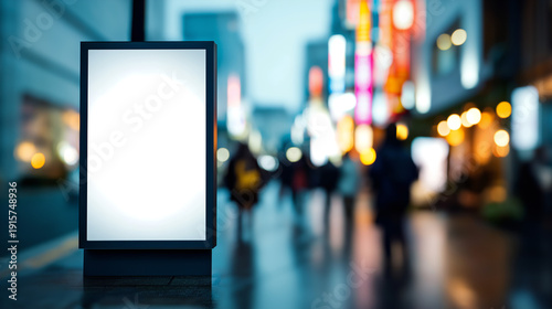 Wallpaper Mural Blank advertising billboard on a busy city street at night Torontodigital.ca