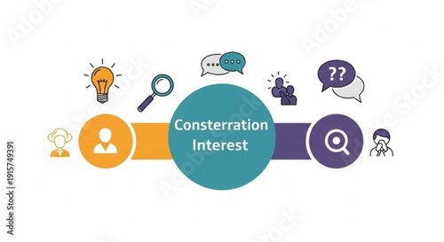 Consternation Interest Infographic Illustration with User Icons and Search Elements on White