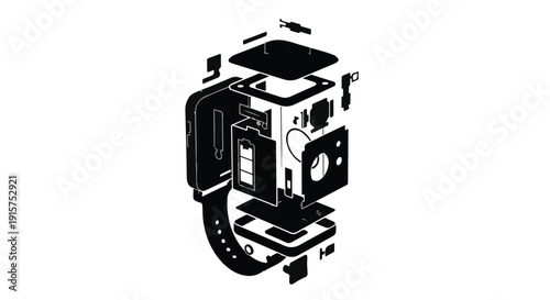 Wearable Device Disassembly and Repair Isometric Illustration