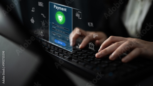 Foto Secure online payments ensure smooth e-commerce with safe transactions, digital payment systems, and financial data protection