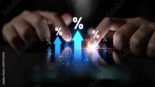 Tableau sur toile Rising interest rate reflects economic growth