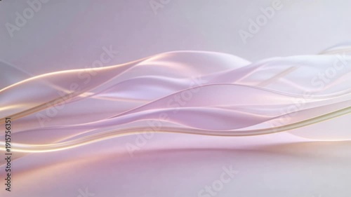 Soft luminous ribbons flowing like spring vines, pastel gradients shifting in continuous motion, airy futuristic mood with clean minimal style.