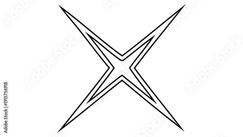 Abstract X shape with starburst points isolated on a white background.