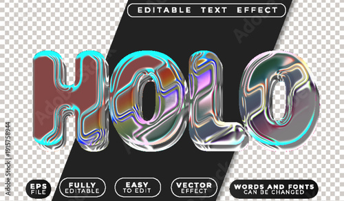  Holo Hologram Digital Light Vector Fully Editable Smart Object Text Effect