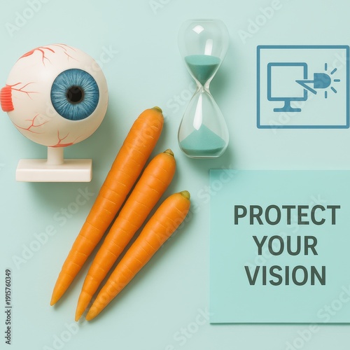 Vision protection awareness digital health infographic creative space eye care concept