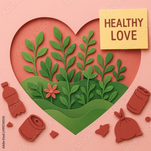 Healthy love embracing nature through eco-friendly living graphic art vibrant environment creative design