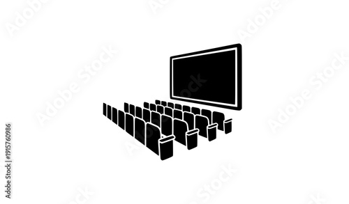 Movie Theater Auditorium Side View Black Silhouette Icon Editable Vector