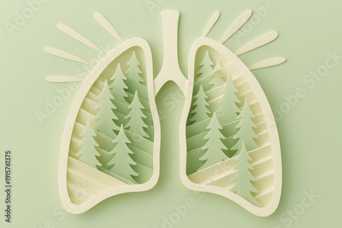 Breathing life lungs shaped as forests artistic visualization tranquil environment conceptual view