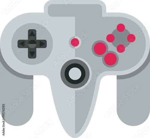 White game controller. Plastic button arcade joystick