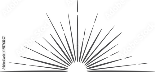 Sunrise burst line element. Vintage hipster style
