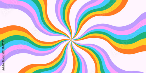 Cool Rainbow Groovy Texture. Abstract Cute Colorful Pattern. Y2k Background. Retro Starbust Backdrop Vector Design.