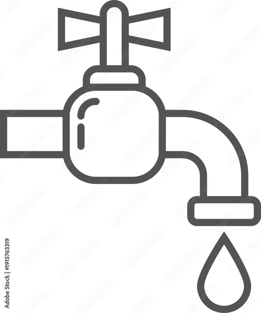 Fototapeta premium Dripping water tap. Hand valve line icon