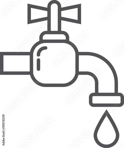 Dripping water tap. Hand valve line icon