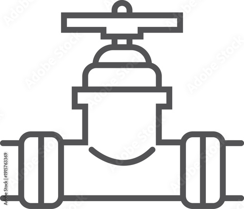 Plumbing fitting line icon. Water valve symbol